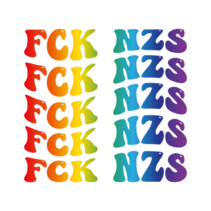 30x FCK NZS Sticker Pack 52x52mm | Pink & Regenbogen Wavy Aufkleber Set | Gegen Rechts Statement Sticker