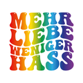 30x Mehr Liebe Weniger Hass Sticker Pack | Regenbogen Retro Aufkleber Set 52x52mm | Statement Sticker