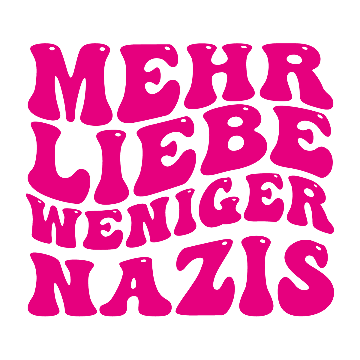 10x Mehr Liebe Weniger Nazis Sticker Pink | Retro Aufkleber 105x105mm | Gegen Rechts Statement Sticker Bunt